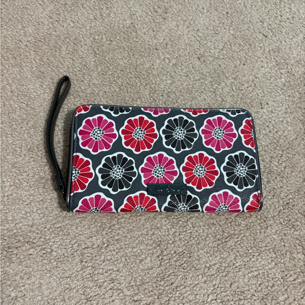 Vera Bradley Pink and Black Floral Wristlet